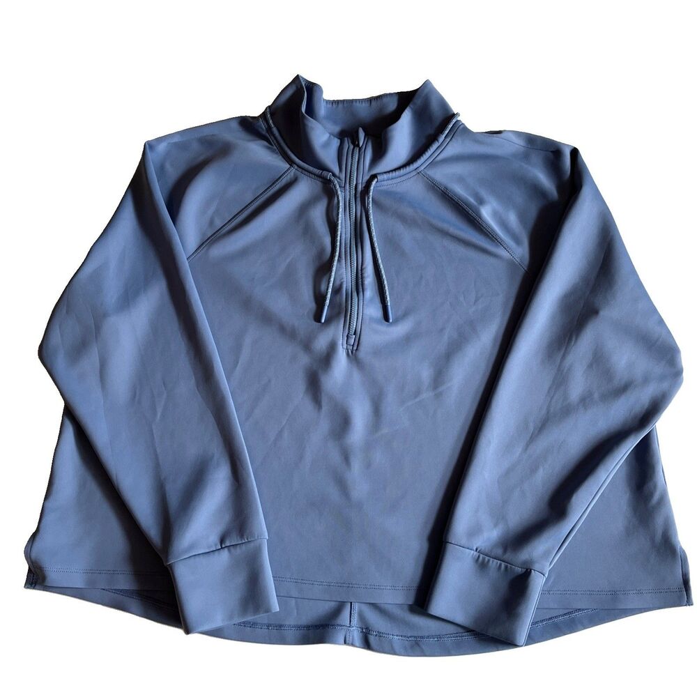 Avia Performance Jacket Womens XXL Blue 1/2 Zip High Neck Drawstring Activewear
